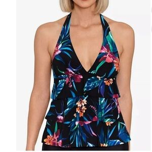 Swim Solutions Halter Triple Tier Tankini Top 12